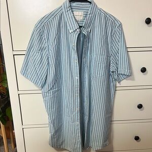 Men's Blue Striped Short Sleeve Shirt